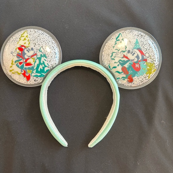 🎄Disney Parks Mickey and Minnie Festive Snow Globe Ears Headband‎ 2022 - Picture 1 of 5